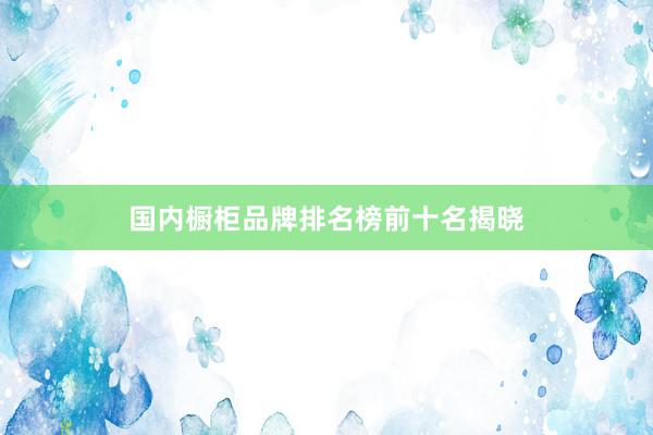 国内橱柜品牌排名榜前十名揭晓